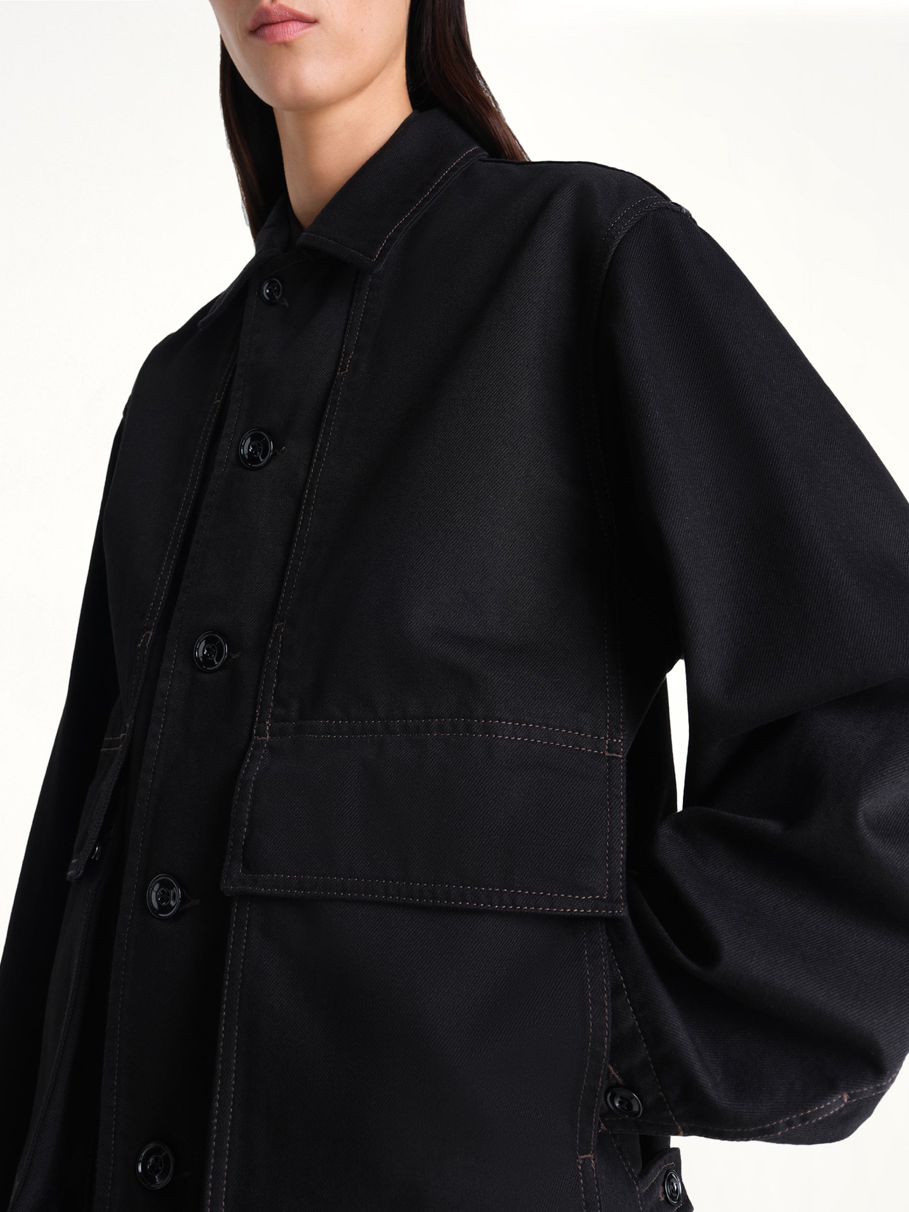 Image of Coats & Jackets. Product name - Boxy Heavy Jacket in Black colour by brand - LEMAIRE