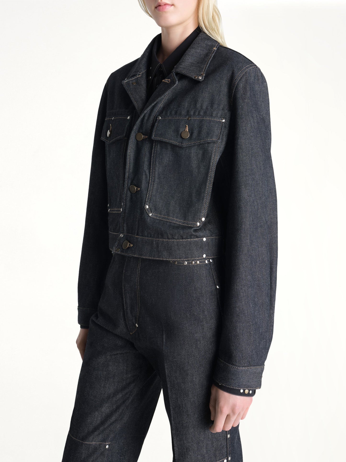 LEMAIRE Cropped Blouson With Studs (Indigo)