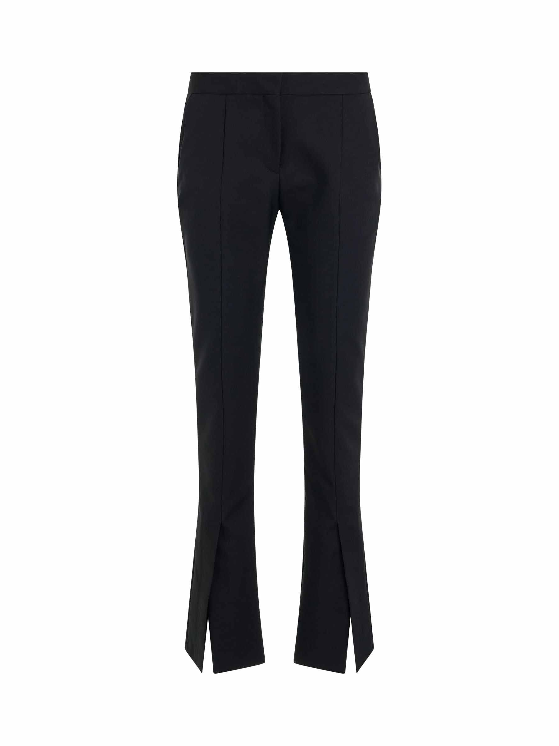 Image of a model wearing Pants. Productname: OFF-WHITE Tech Drill Basic Slim Fit Pant in BLACK colour by brand - OFF-WHITE