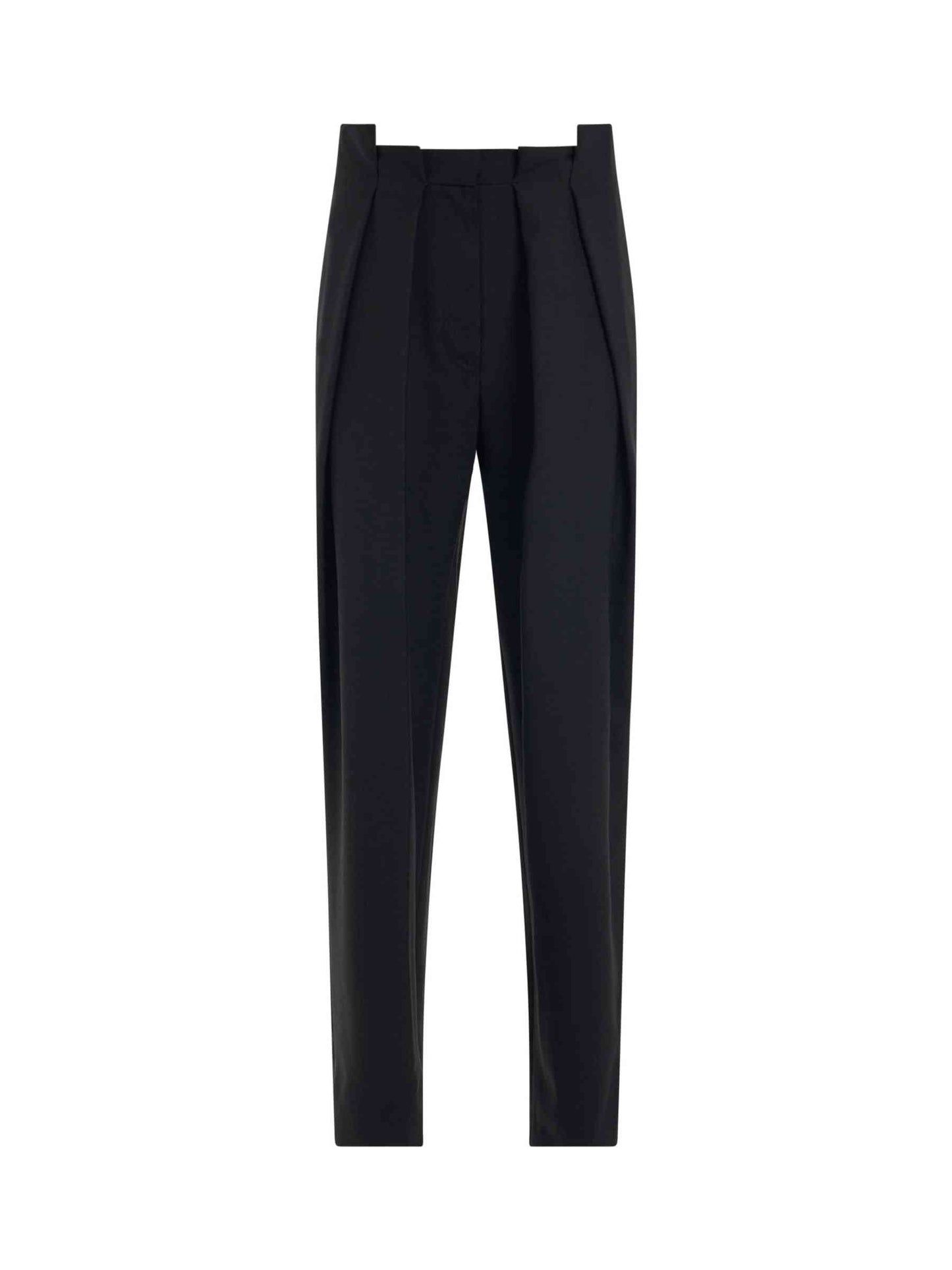 Image of a model wearing Pants. Productname: OFF-WHITE Ablohland Wool Paperbag Pants in BLACK colour by brand - OFF-WHITE