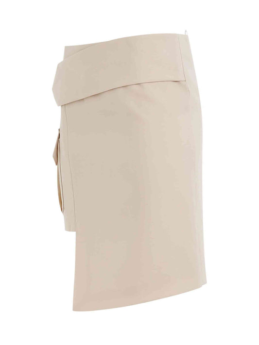 OFF-WHITE Toybox Dry Wool Pocket Skirt (Brown)