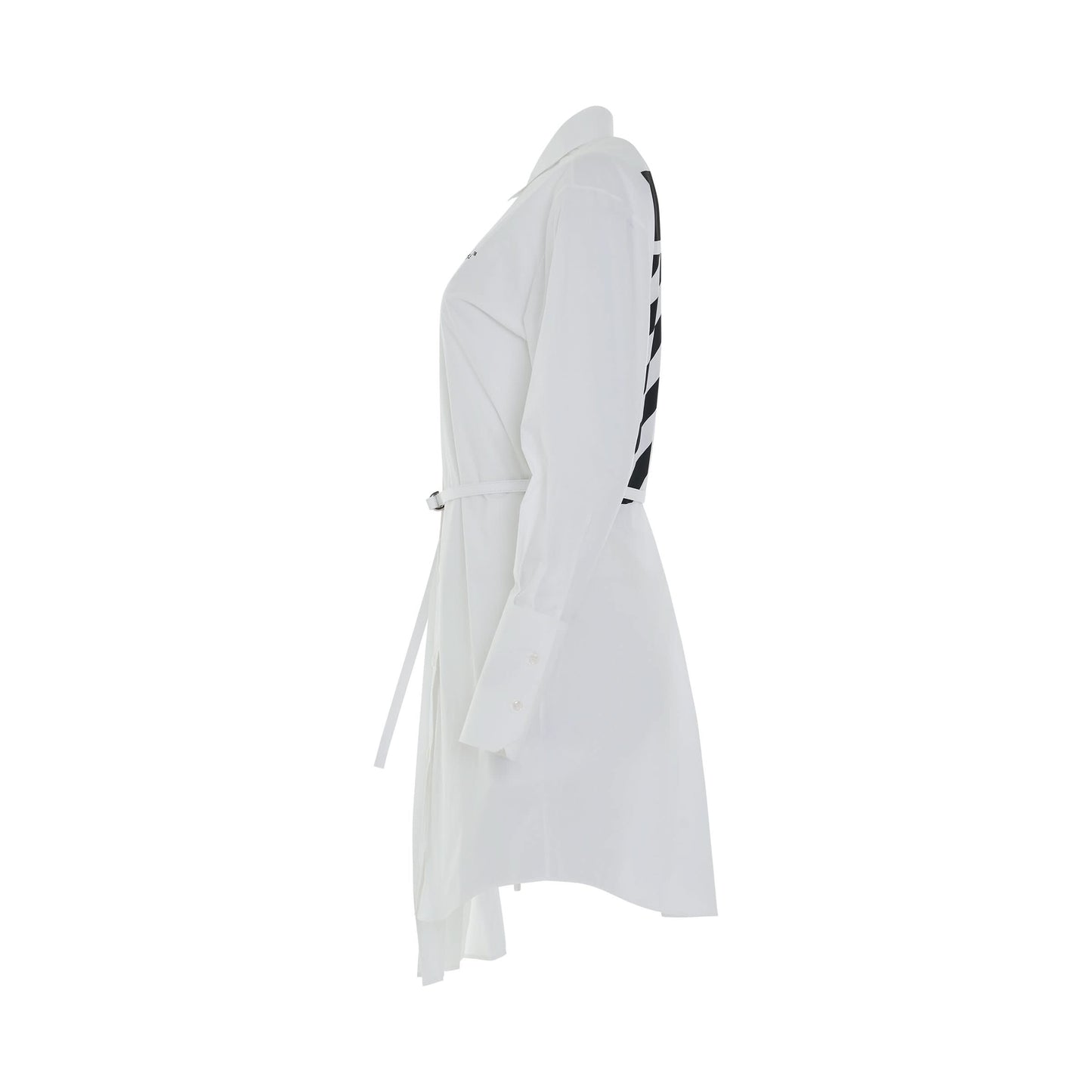 OFF-WHITE Diagonal Plisse Shirt Dress (White)