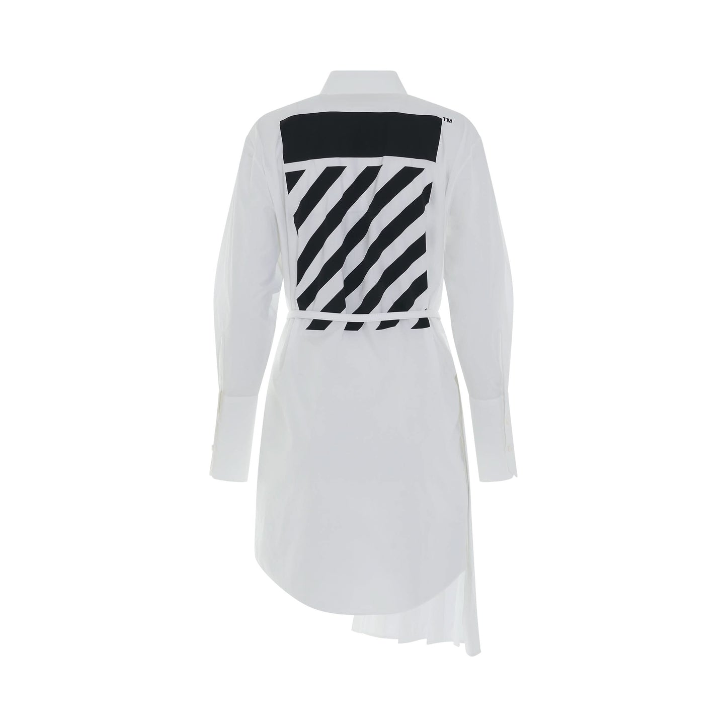 OFF-WHITE Diagonal Plisse Shirt Dress (White)