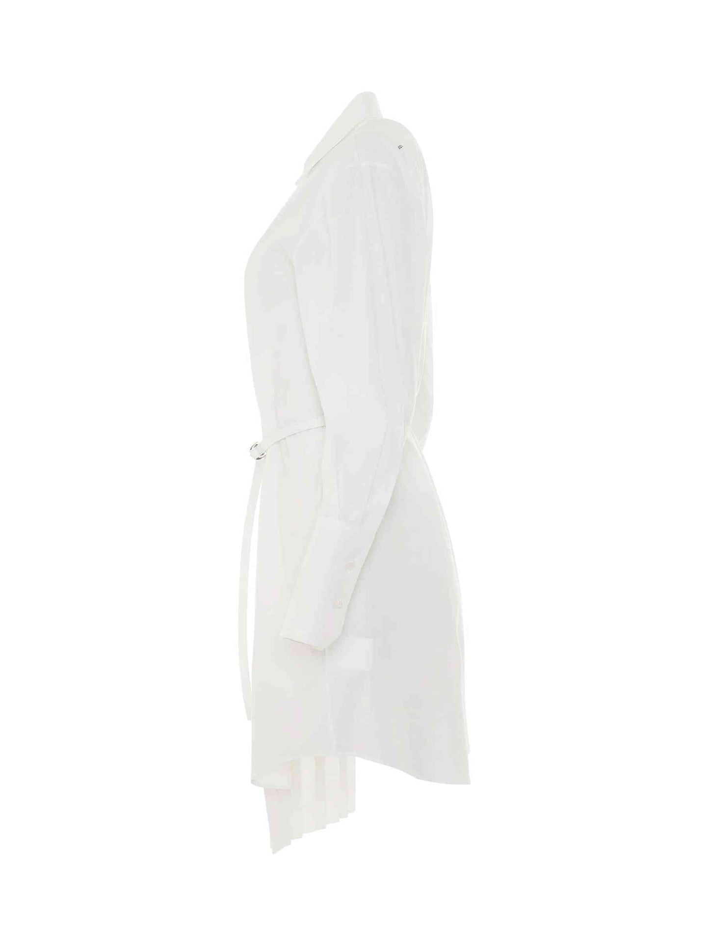 OFF-WHITE Corporate Plisse Shirt Dress (White)