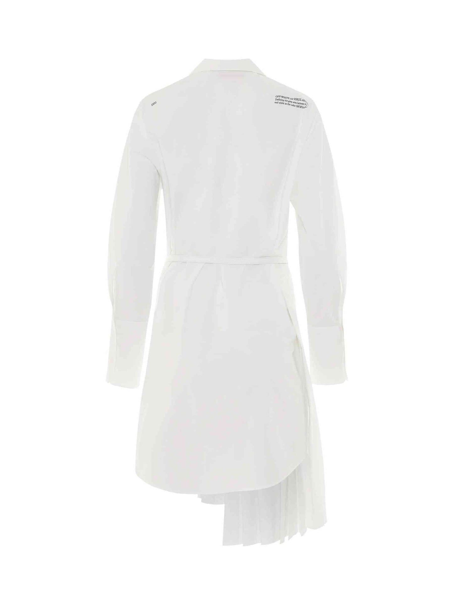 OFF-WHITE Corporate Plisse Shirt Dress (White)