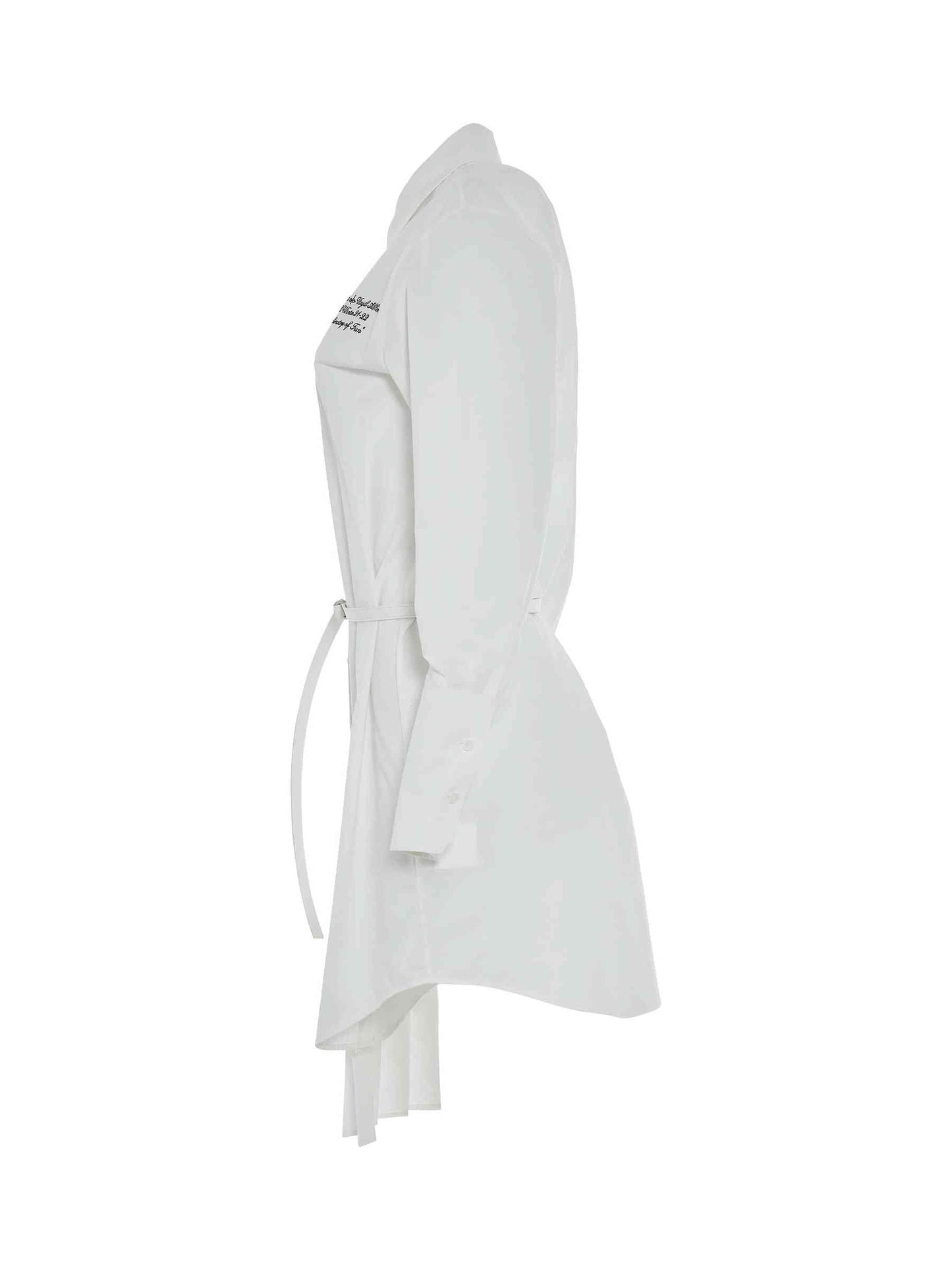 OFF-WHITE Popel Plisse Shirt Dress (White)