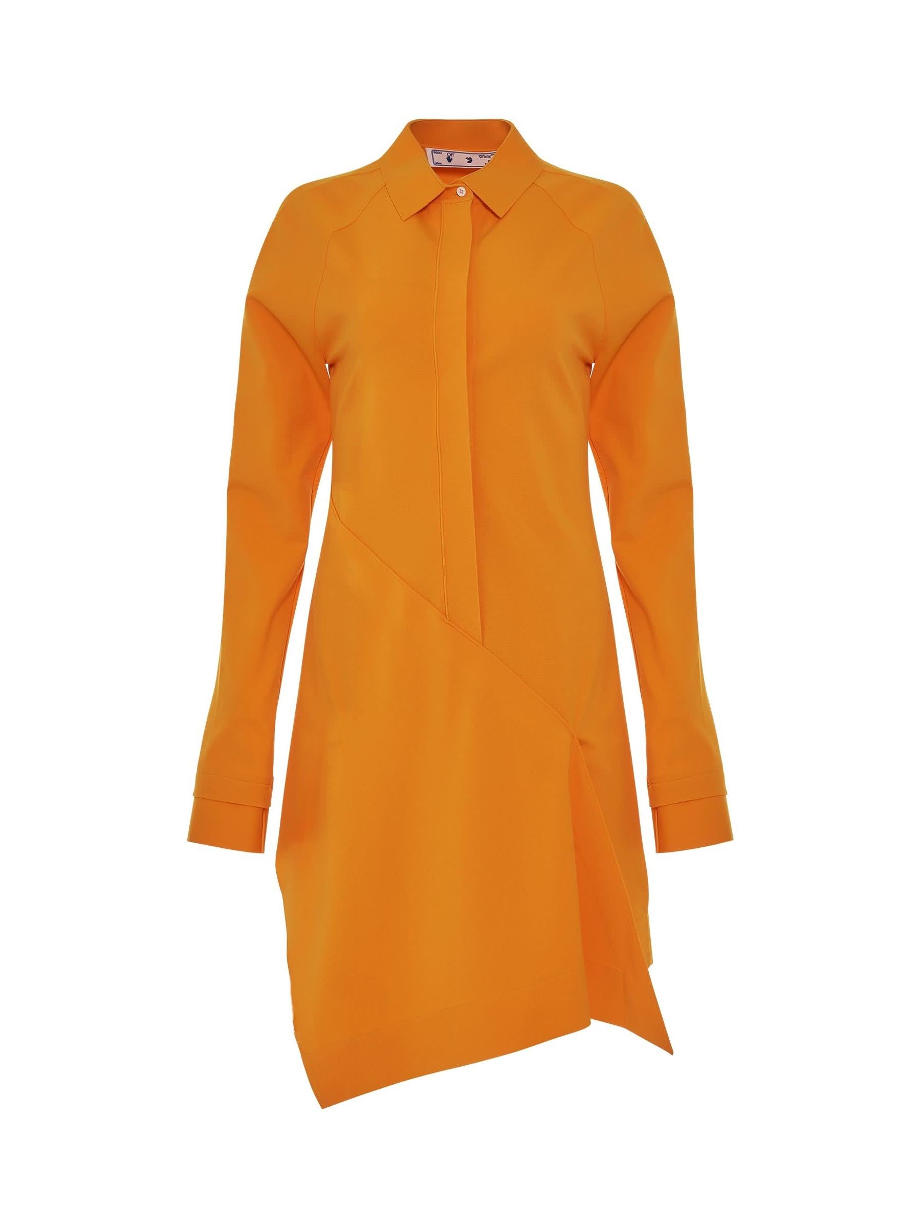 Image of Dresses. Productname: OFF-WHITE Jer Short Panel Shirt Dress in ORANGE colour by brand - OFF-WHITE