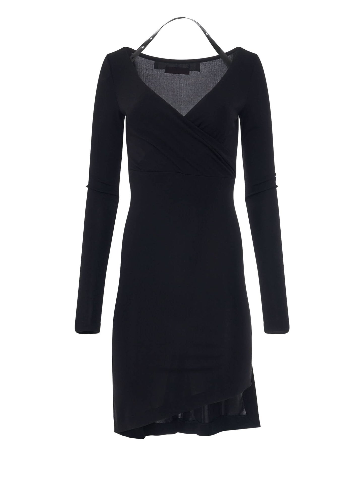 Image of Dresses. Productname: OFF-WHITE Fluid Jersey Twisted Long Sleeve Dress in BLACK colour by brand - OFF-WHITE