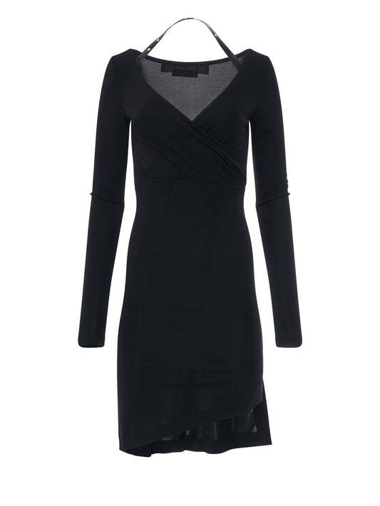 Image of Dresses. Productname: OFF-WHITE Fluid Jersey Twisted Long Sleeve Dress in BLACK colour by brand - OFF-WHITE