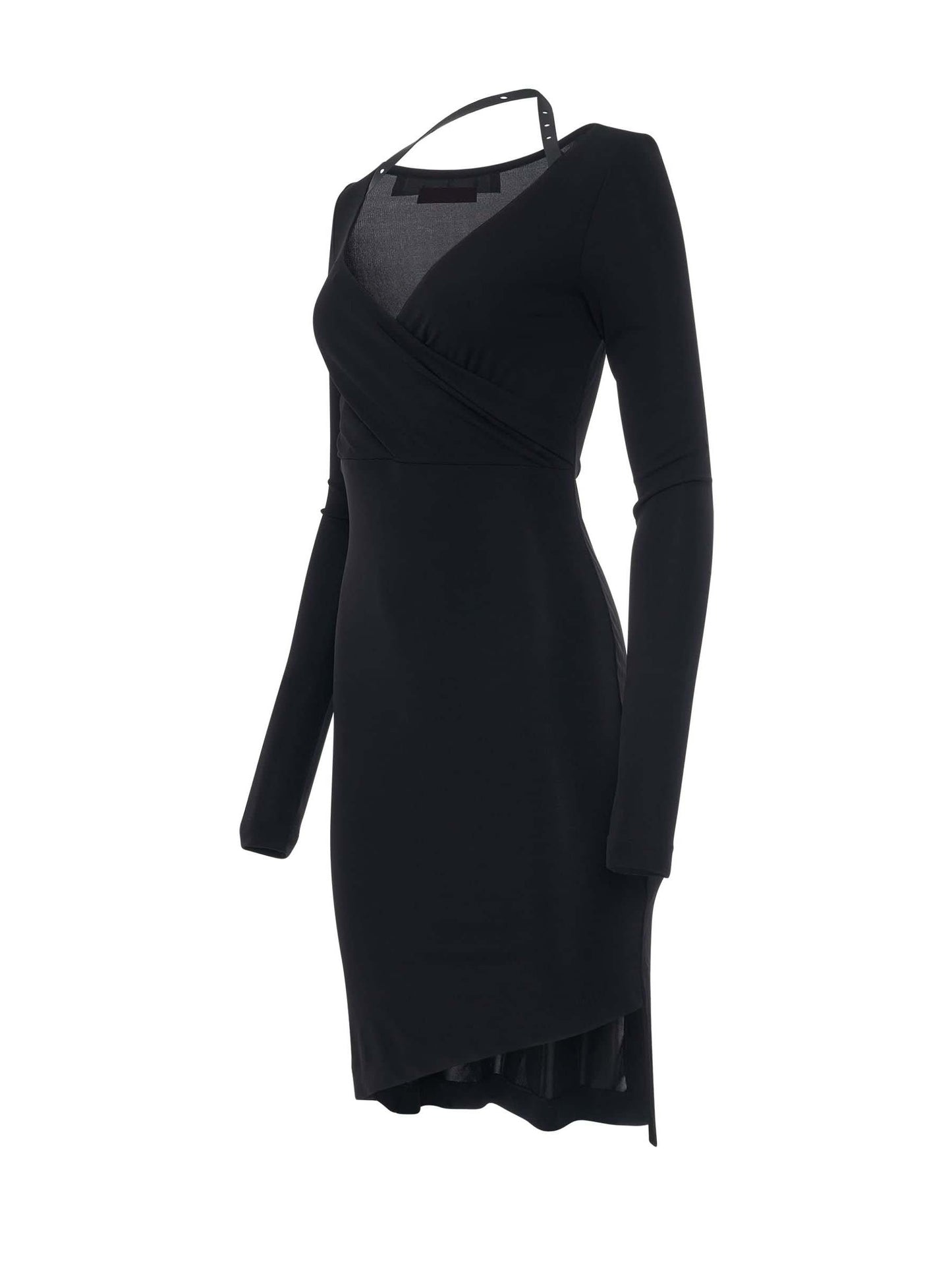 OFF-WHITE Fluid Jersey Twisted Long Sleeve Dress (Black)