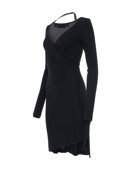 OFF-WHITE Fluid Jersey Twisted Long Sleeve Dress (Black)