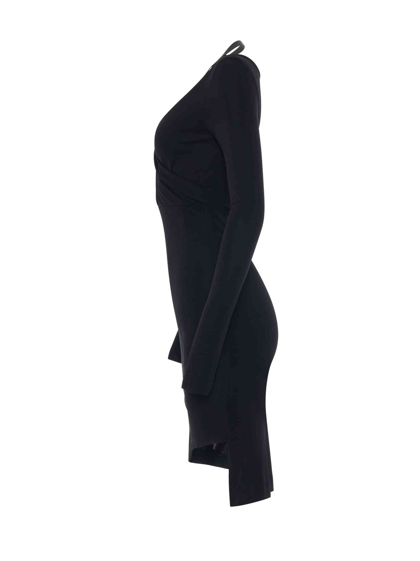 OFF-WHITE Fluid Jersey Twisted Long Sleeve Dress (Black)