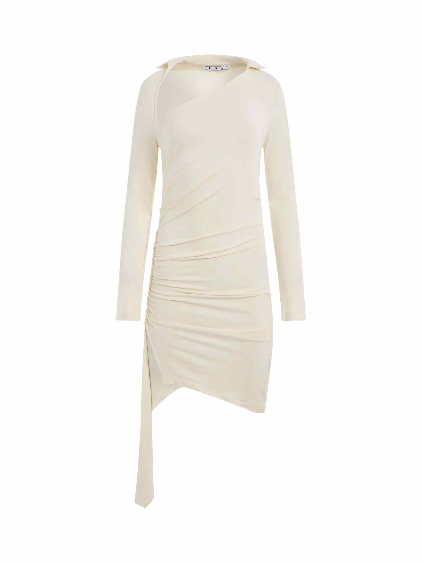 Image of Dresses. Productname: OFF-WHITE Viscose Crepe Draped Mini Dress in WHITE colour by brand - OFF-WHITE