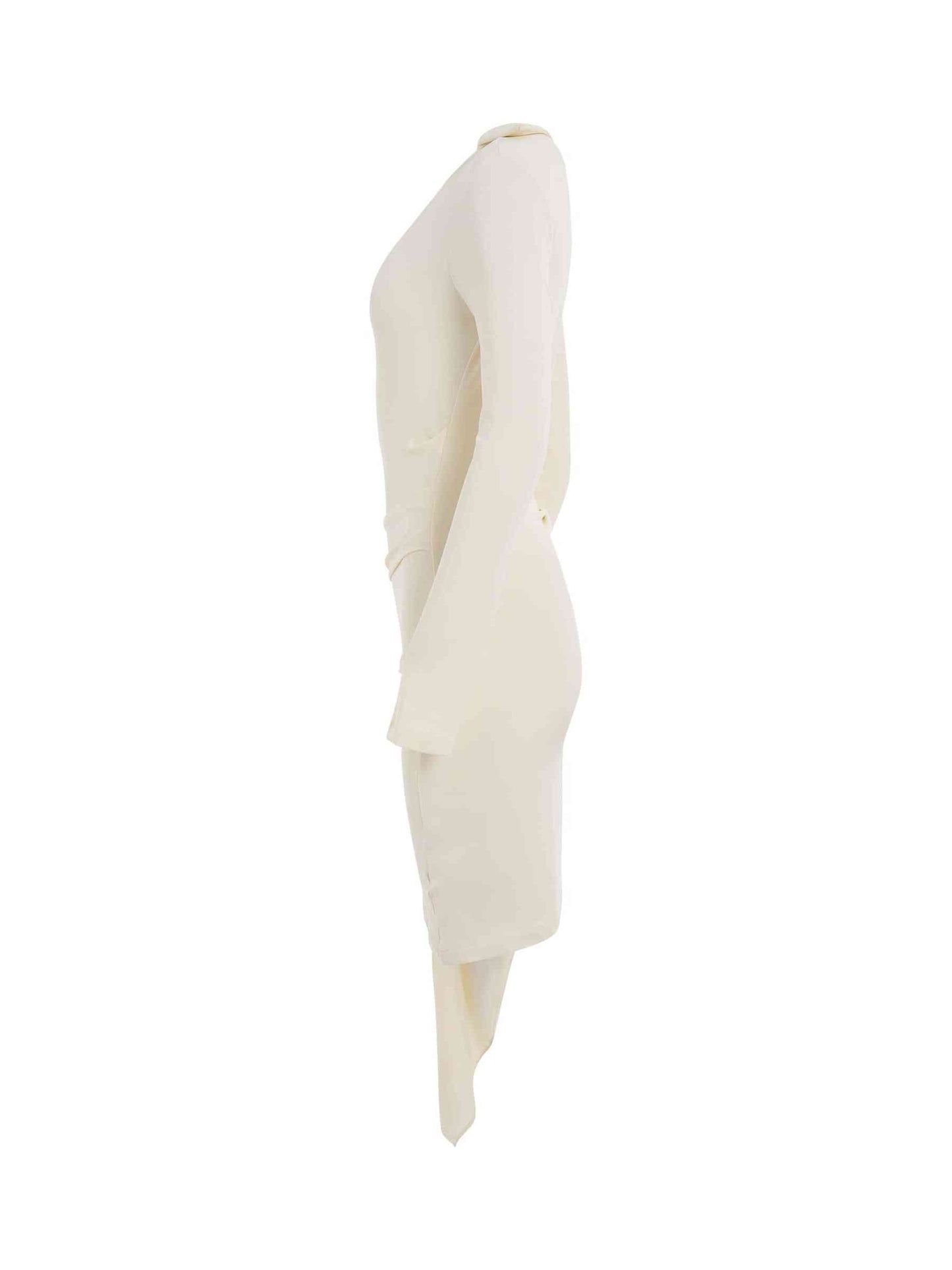 OFF-WHITE Viscose Crepe Draped Mini Dress (White)