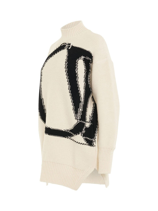 OFF- OW Maxi Logo Turtleneck Knitwear (White)