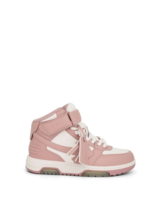 Image of Sneakers. Productname: OFF-WHITE Out of Office Mid Top Leather Sneakers in White colour by brand - OFF-WHITE