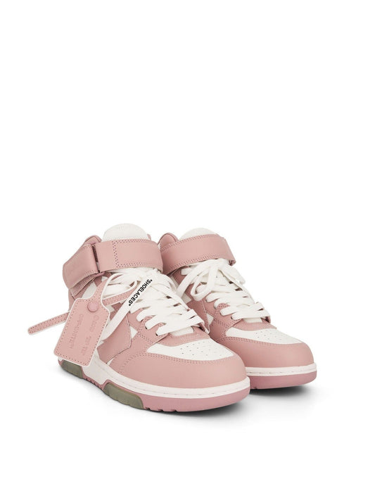 OFF- Out of Office Mid Top Leather Sneakers (White)