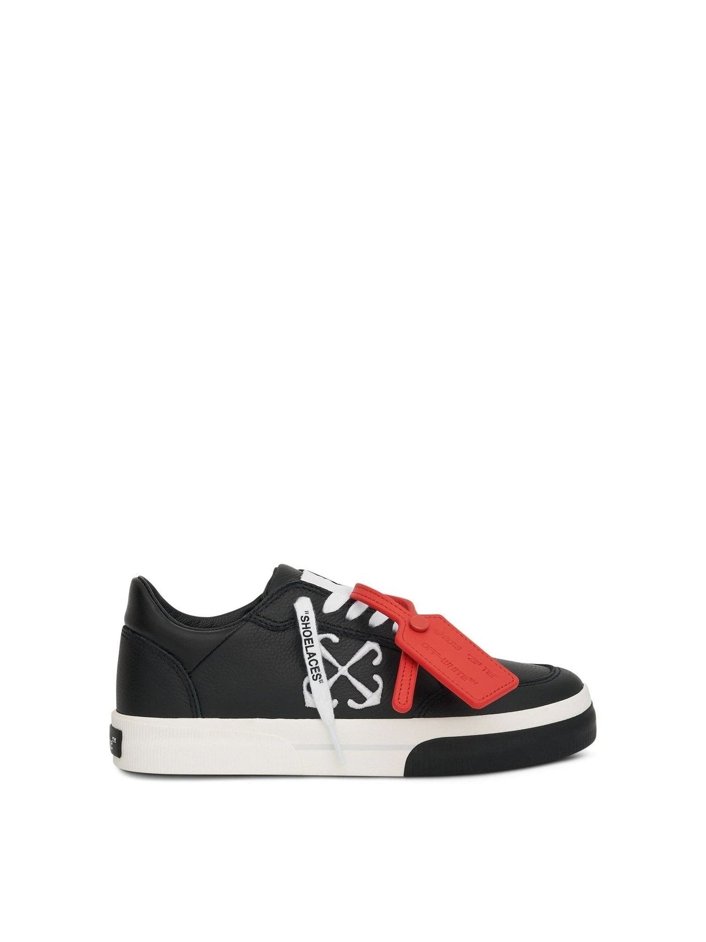 Image of Sneakers. Productname: OFF-WHITE New Low Vulcanized Calf Leather Sneaker in BLACK colour by brand - OFF-WHITE