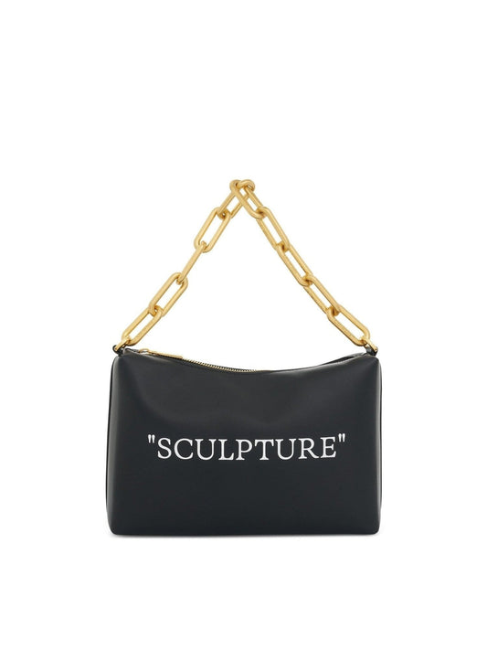 Image of Bags. Product name - Block Pouch Quote Bag in Black colour by brand - OFF-WHITE