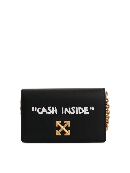 Image of Bags. Productname: OFF-WHITE Jitney 0.5 Shoulder Quote Bag in BLACK colour by brand - OFF-WHITE