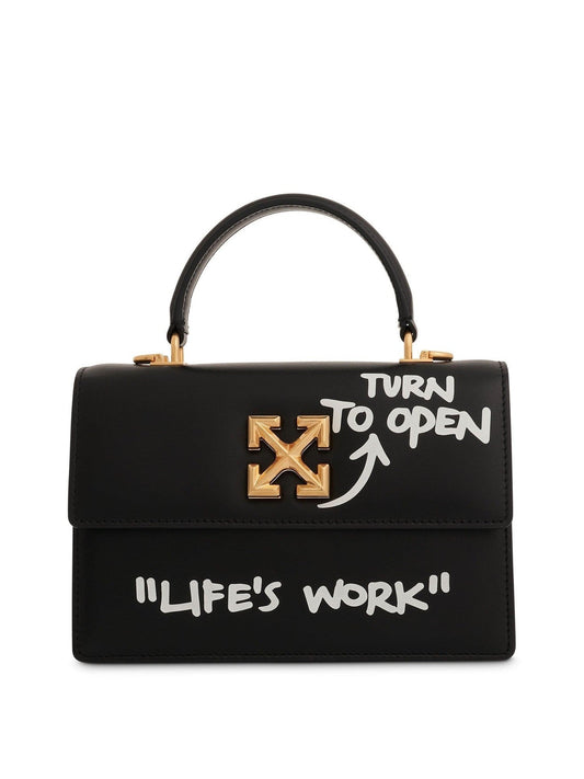 Image of Bags. Productname: OFF-WHITE Jitney 1.4 Top Handle Quote Bag in BLACK colour by brand - OFF-WHITE