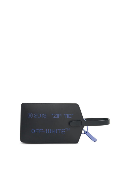 Image of Wallets & Money Clips. Productname: OFF-WHITE Zip Tie Medium Clutch in BLACK colour by brand - OFF-WHITE