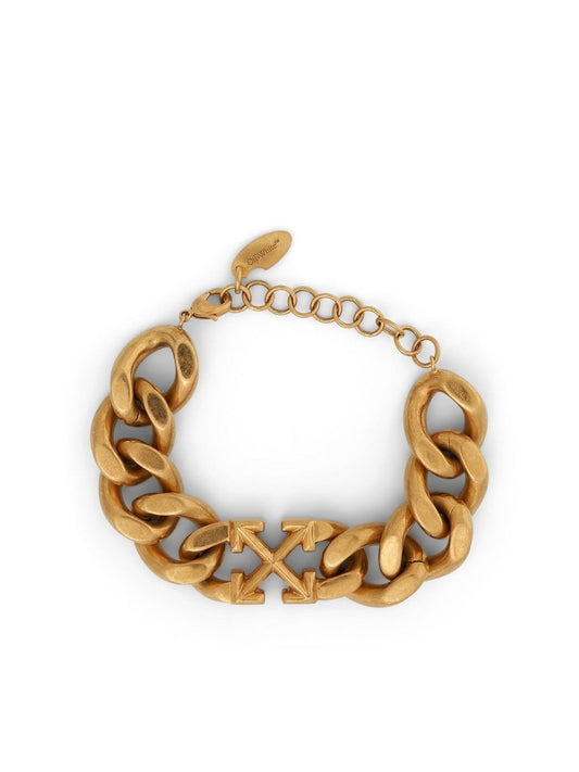 Image of Bracelets. Productname: OFF-WHITE Arrow Motif Chained Bracelet in GOLD colour by brand - OFF-WHITE