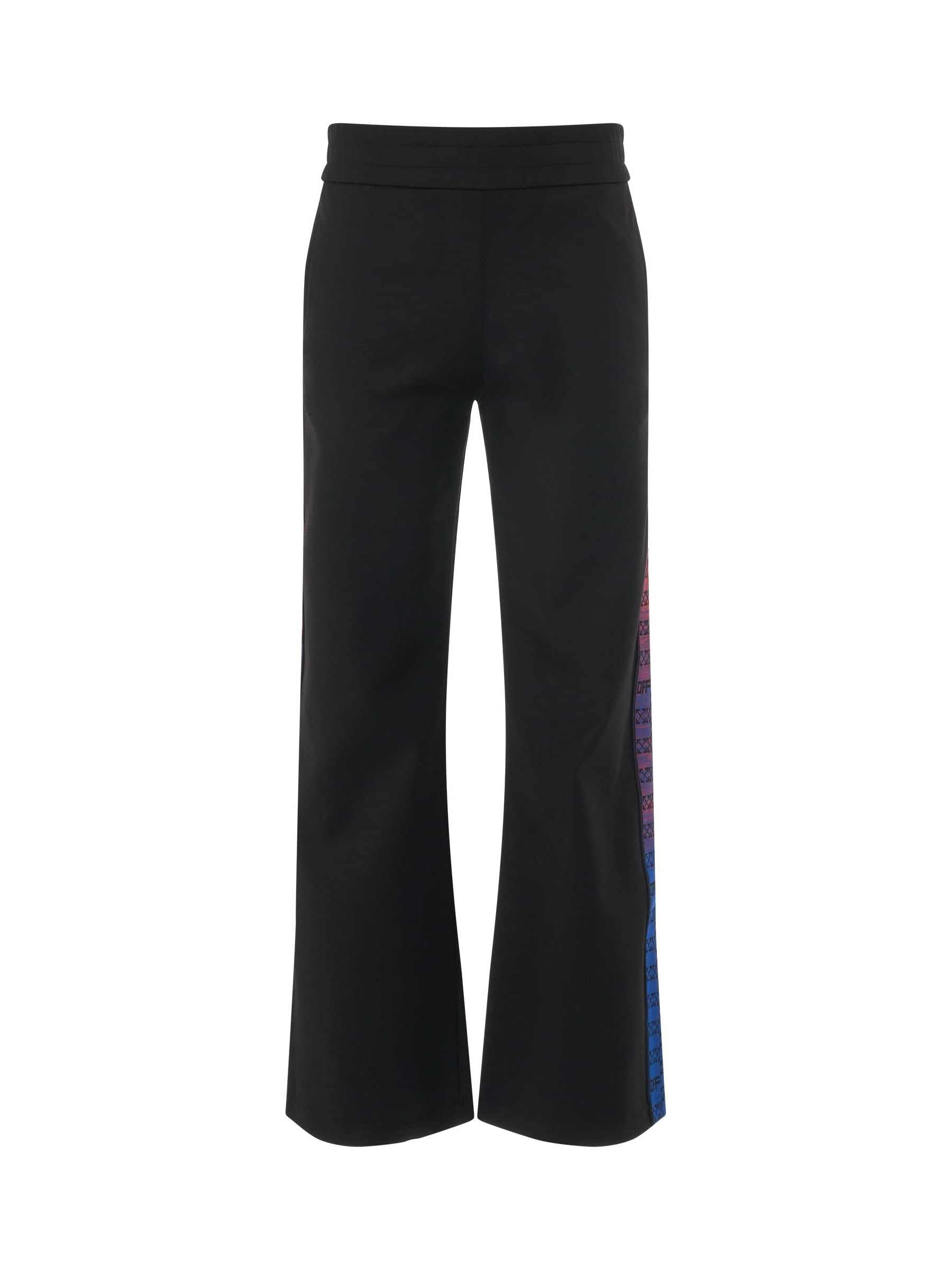 Image of a model wearing Pants. Productname: OFF-WHITE Monogram Logo Band Track Pant in BLACK colour by brand - OFF-WHITE