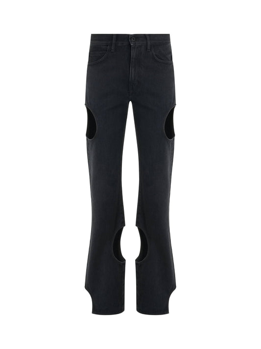 Image of a model wearing Denim. Productname: OFF-WHITE Meteor Jeans in BLACK colour by brand - OFF-WHITE