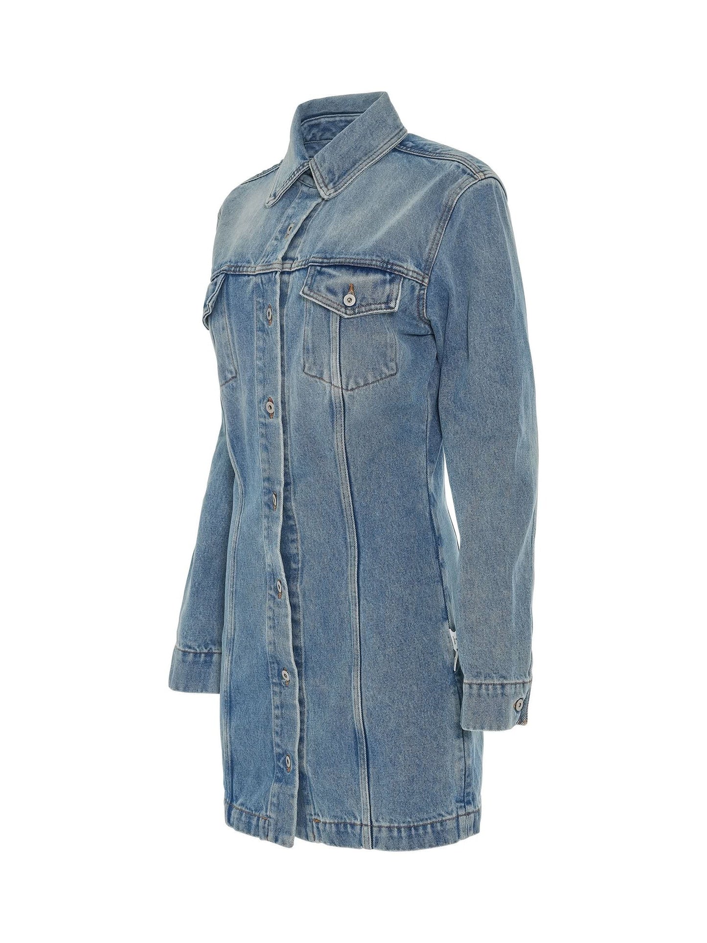 OFF-WHITE Denim Mini Dress (Blue)