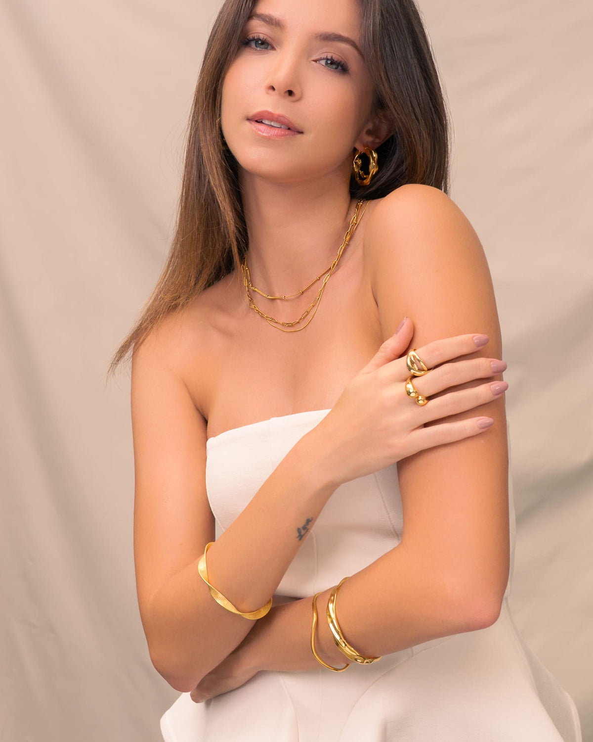 LAVANA Ocean Whispers Gold Cuff Bracelet