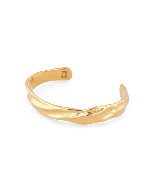 Image of Bracelets. Product name - Ocean Whispers Gold Cuff Bracelet in colour by brand - LAVANA