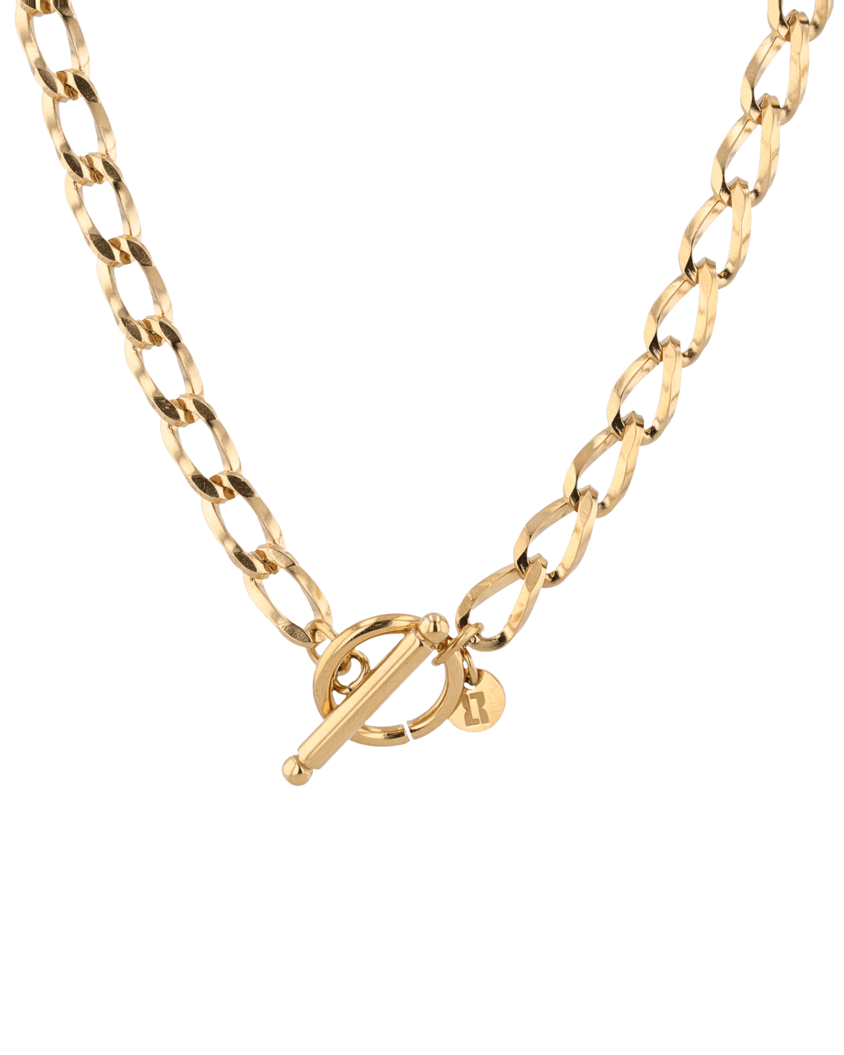Image of Necklaces. Product name - Off Duty T-Bar Gold Chain Necklace in colour by brand - LAVANA