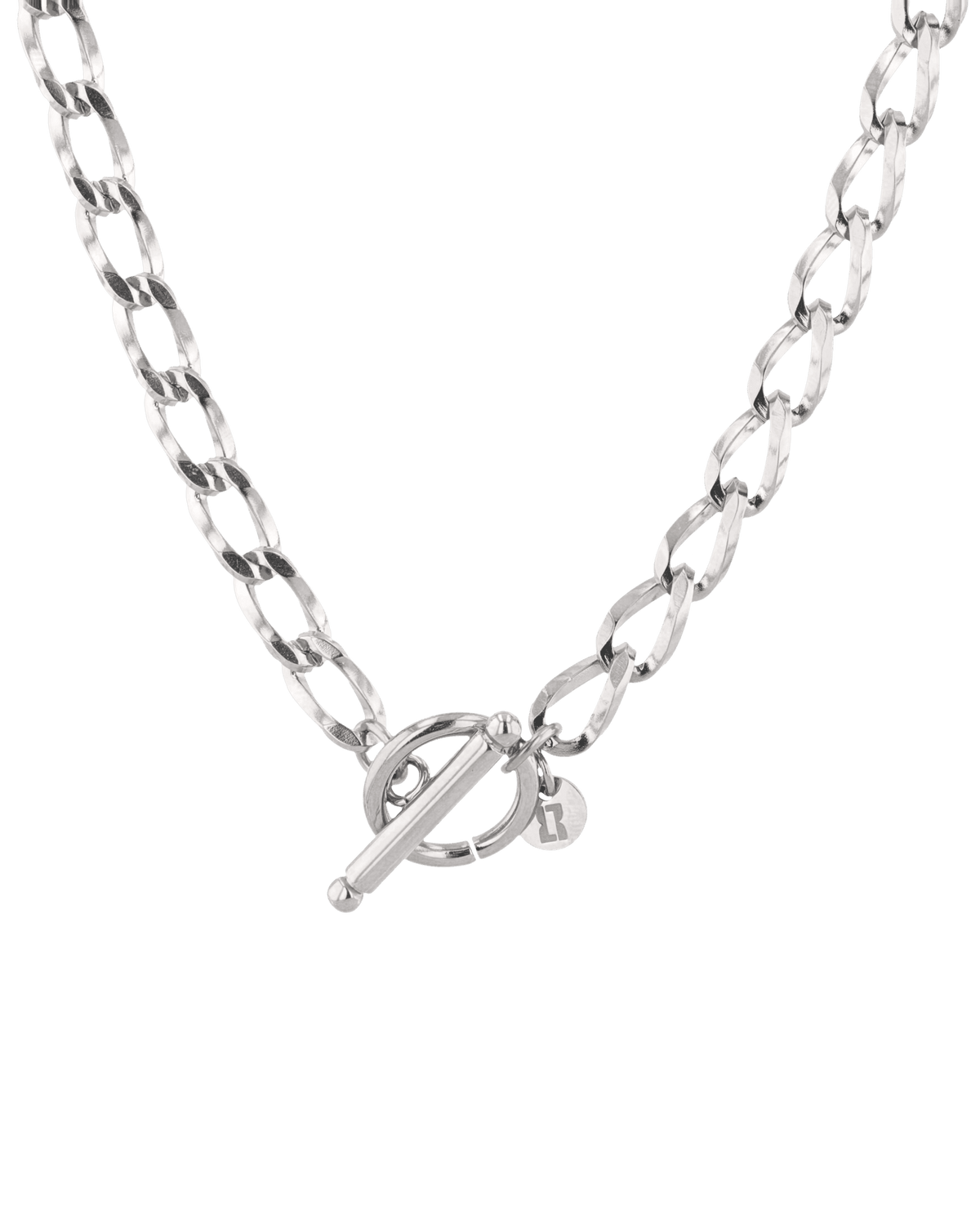 Image of Necklaces. Product name - Off Duty T-Bar Silver Chain Necklace in colour by brand - LAVANA