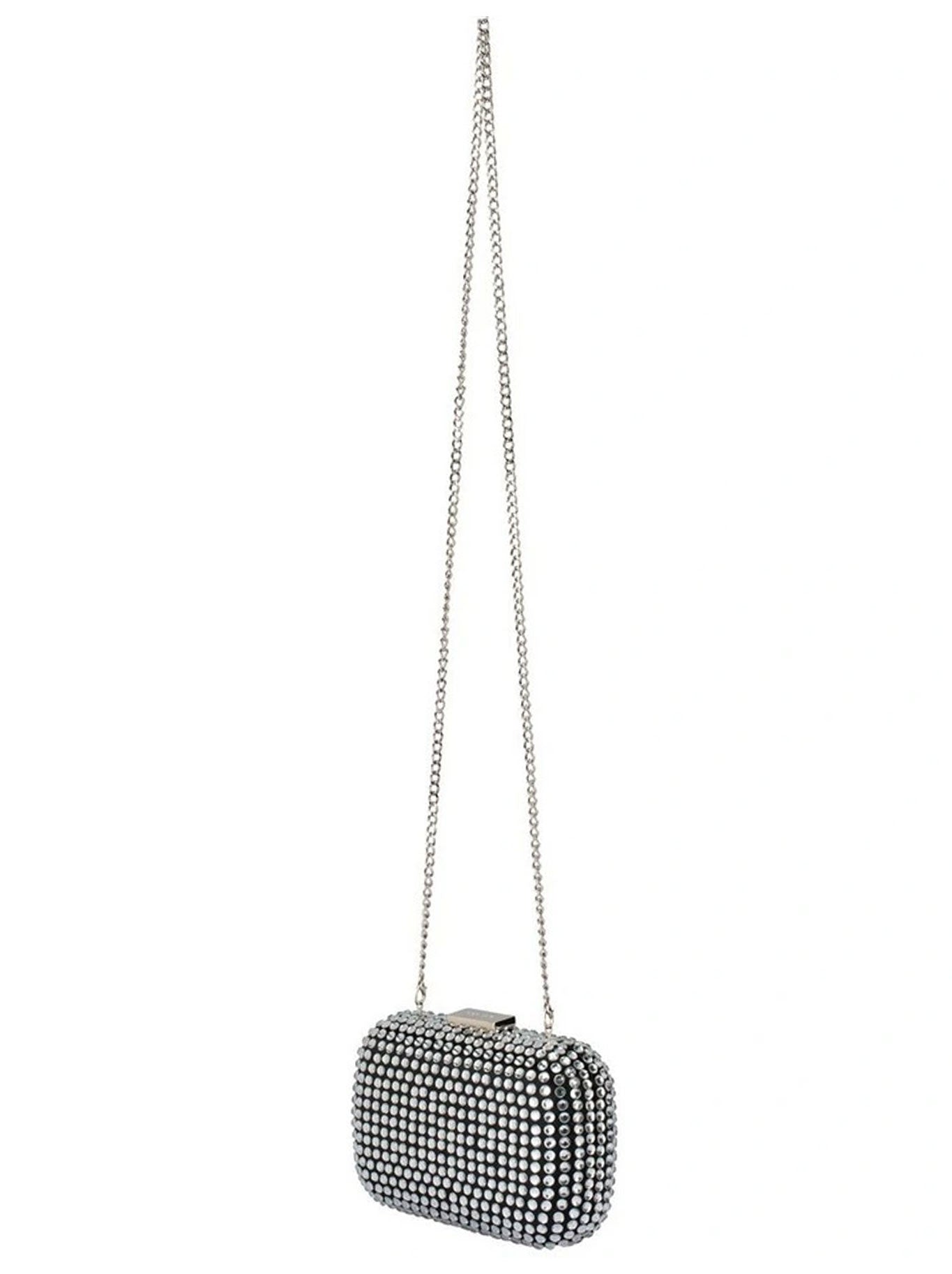 OLGA BERG CAYDENCE HOTFIX CLUTCH (Black/Silver)