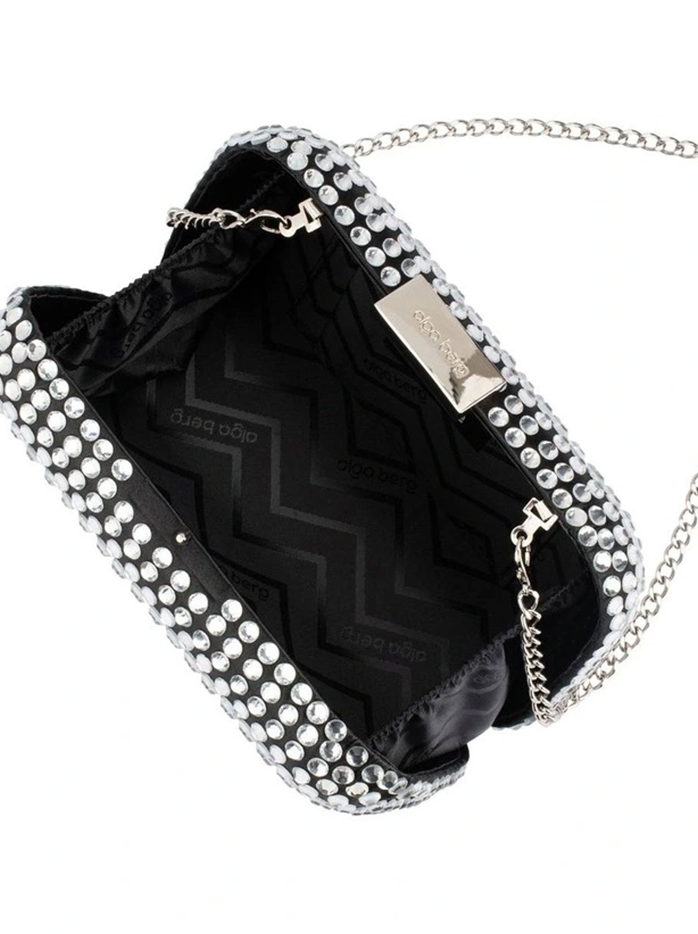 OLGA BERG CAYDENCE HOTFIX CLUTCH (Black/Silver)