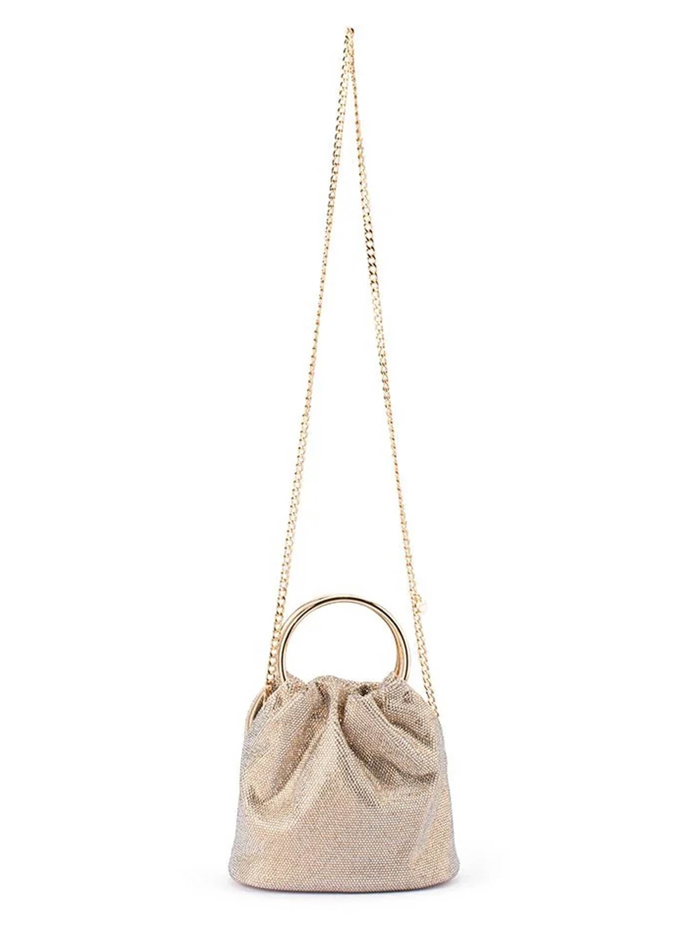 Olga Berg Mabel Crystal Top Handle Bag (Champagne)
