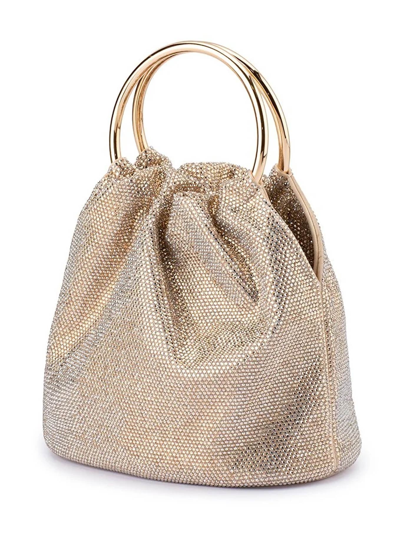 Olga Berg Mabel Crystal Top Handle Bag (Champagne)