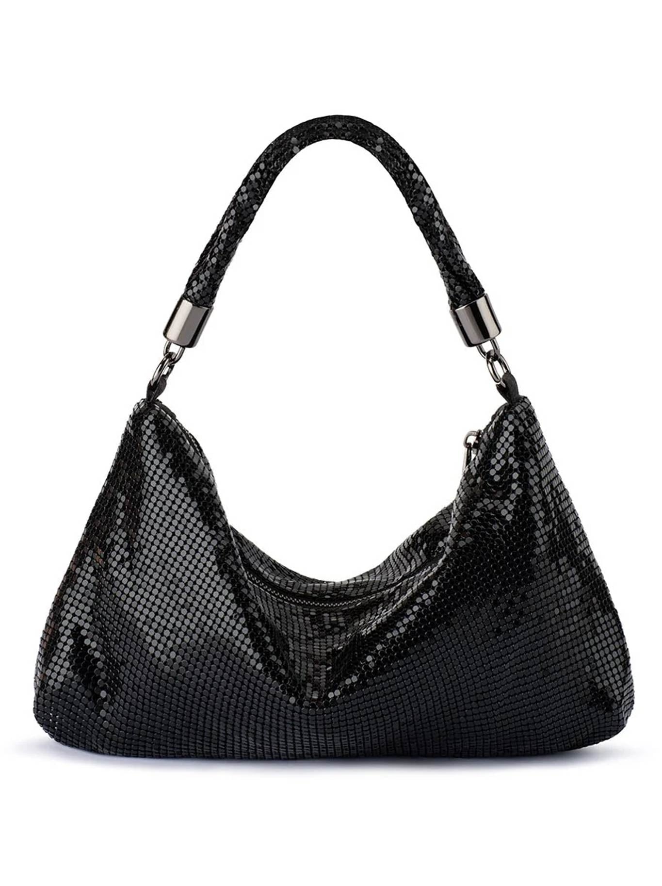 Image of Accessories. Product name - Olga Berg Marilla Mesh Zip Top Bag in Black colour by brand - Olga Berg