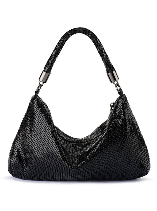 Image of Accessories. Product name - Olga Berg Marilla Mesh Zip Top Bag in Black colour by brand - Olga Berg
