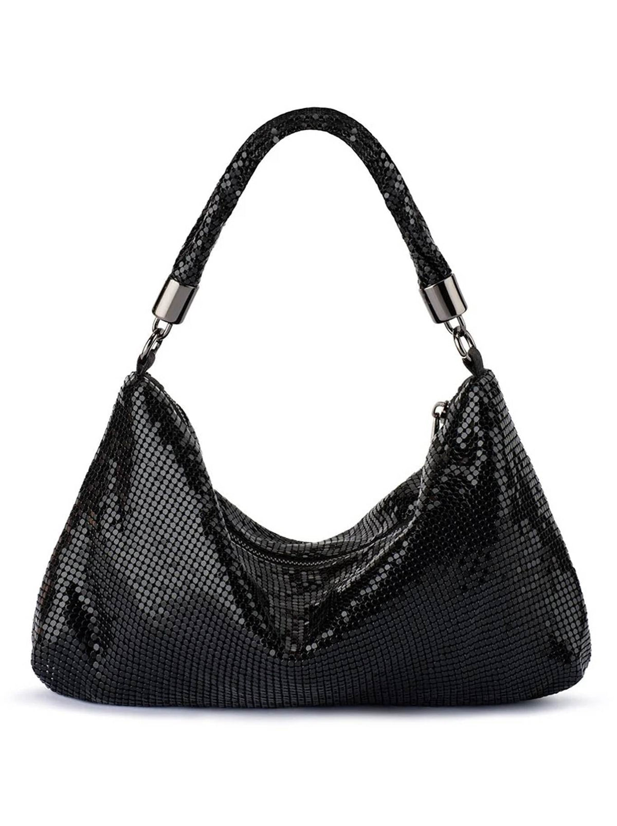 Image of Accessories. Product name - OLGA BERG MARILLA MESH ZIP TOP BAG in Black colour by brand - Olga Berg