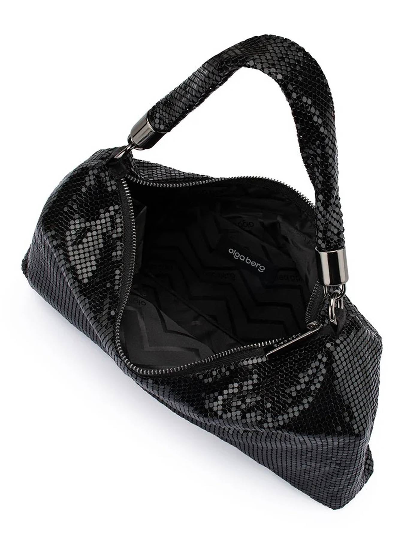 Olga Berg Marilla Mesh Zip Top Bag (Black)