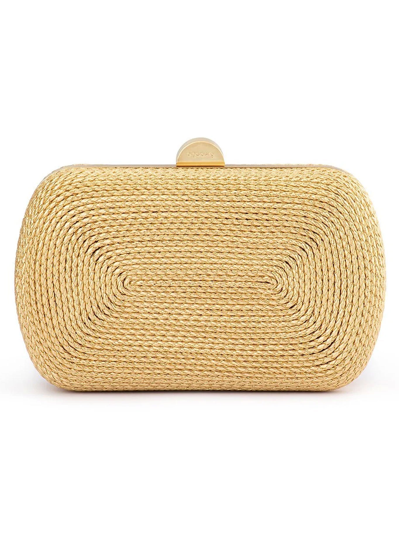 Image of Bags. Productname: OLGA BERG MARTINA ROPE CLUTCH in Gold colour by brand - Olga Berg