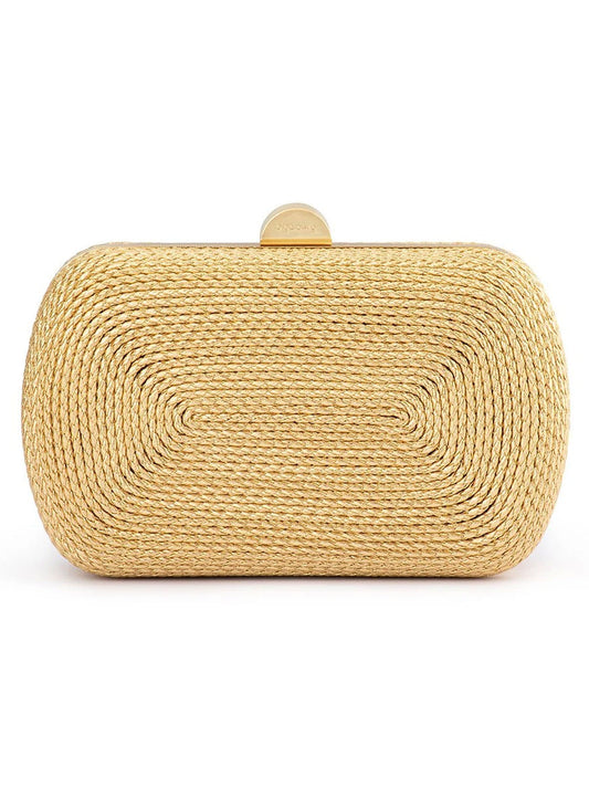 Image of Bags. Productname: OLGA BERG MARTINA ROPE CLUTCH in Gold colour by brand - Olga Berg