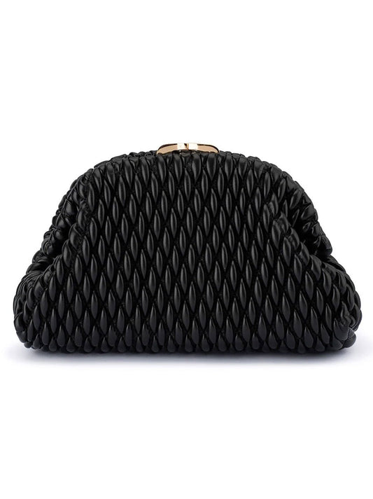 Image of Accessories. Productname: Olga Berg Paige Textured Clutch in Black colour by brand - Olga Berg