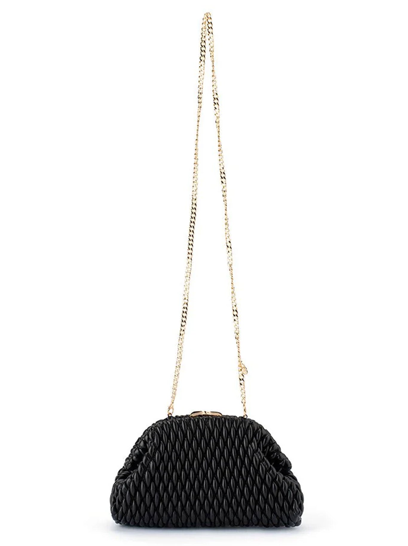 Olga Berg Paige Textured Clutch (Black)
