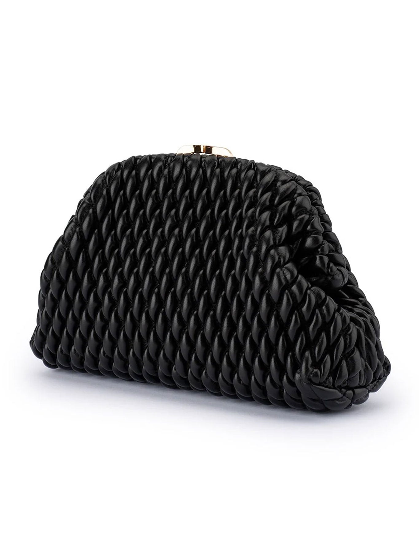 Olga Berg Paige Textured Clutch (Black)