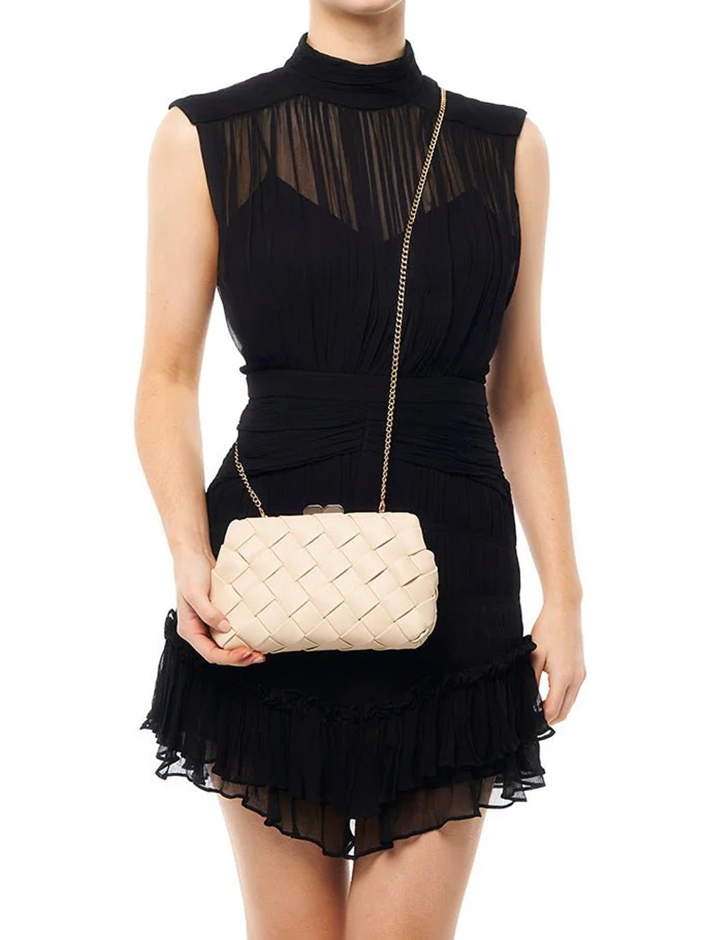 OLGA BERG QUINN WOVEN CLUTCH (Silver)