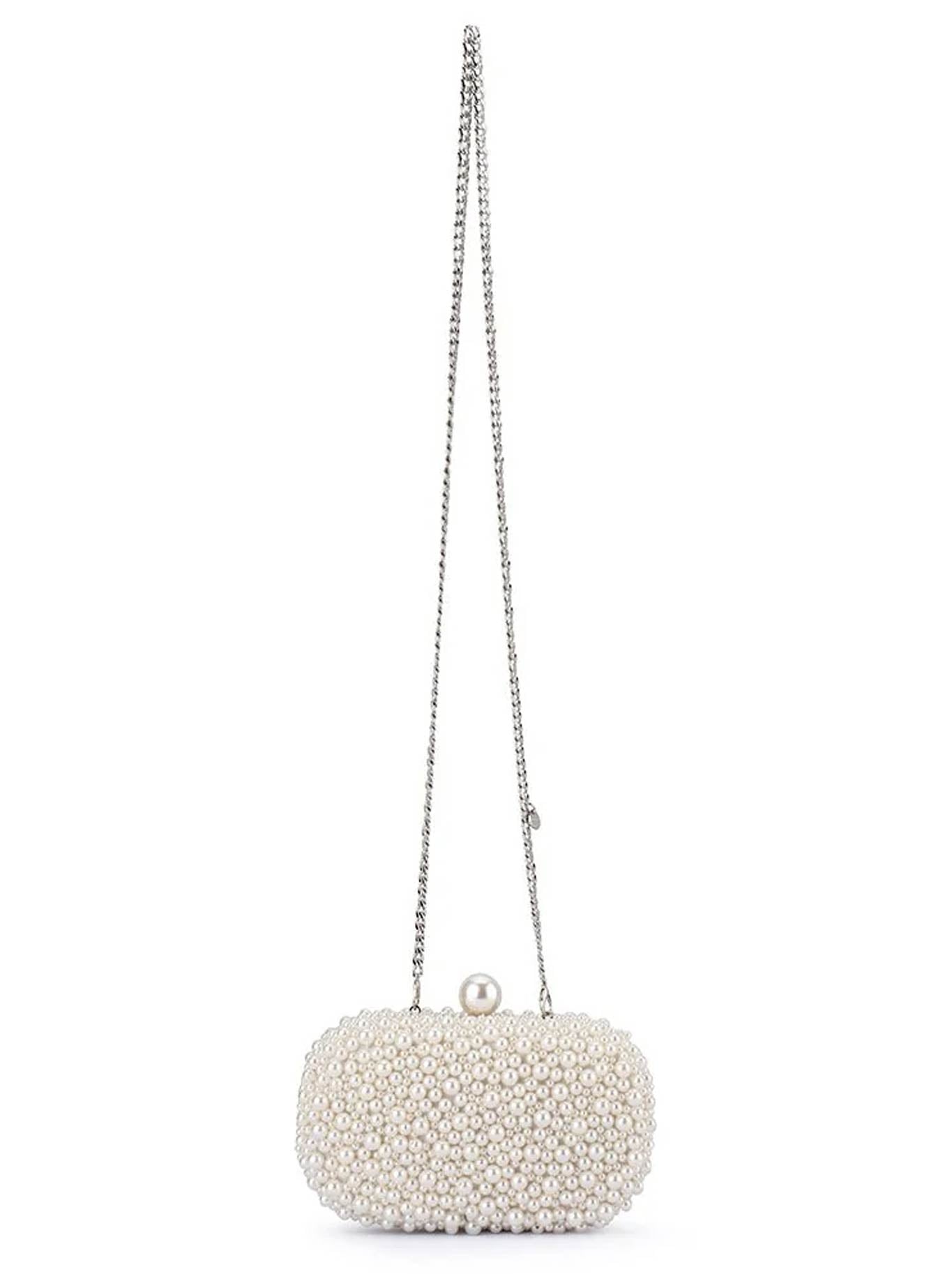 Olga Berg Valentina Pearl Clutch (Pearl Silver)