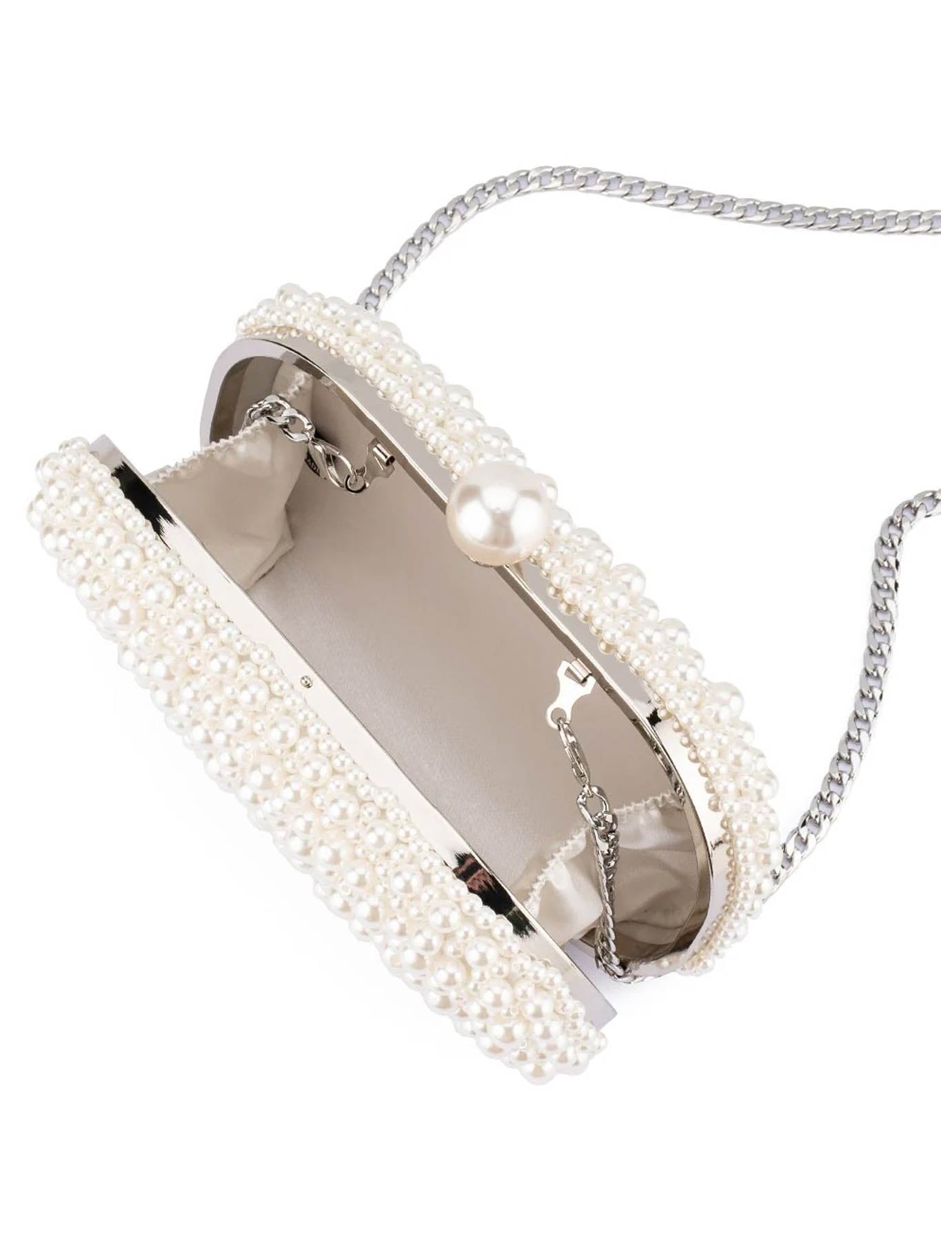 Olga Berg Valentina Pearl Clutch (Pearl Silver)